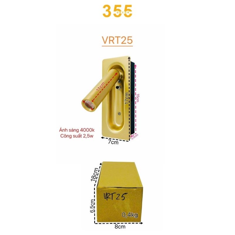 Đèn rọi tranh VRT5- thiết kế hiện đại trang trí tường