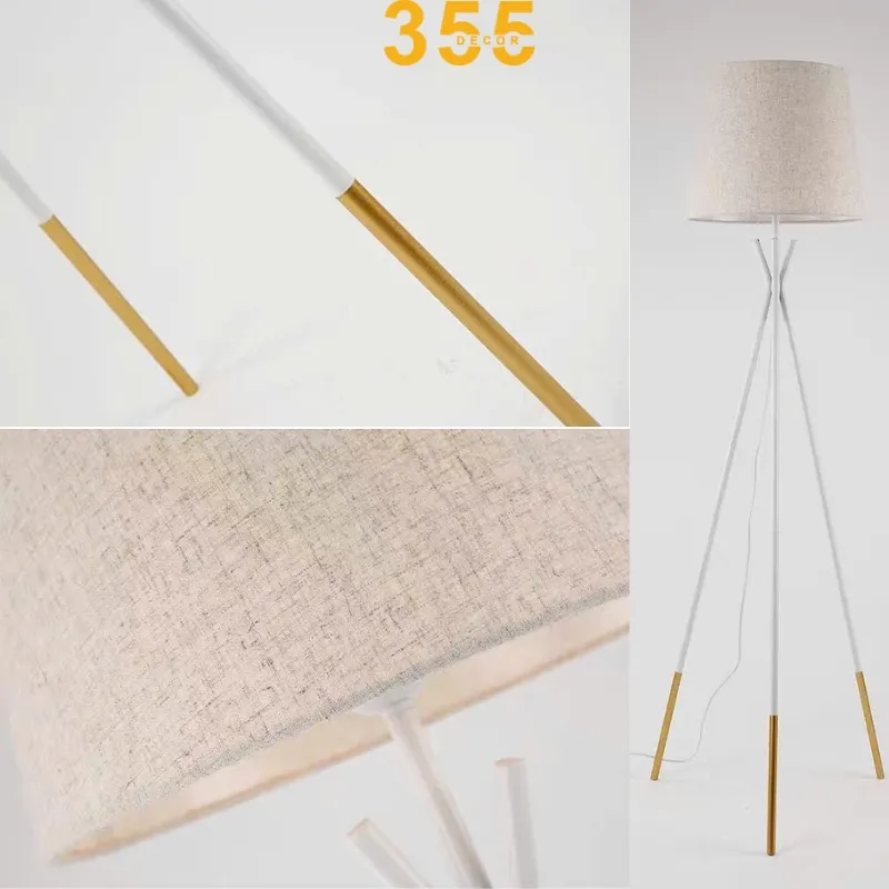 Đèn Đứng DD3032 3 Ảnh cận cảnh chao đèn vải và chi tiết chân đèn ba chân