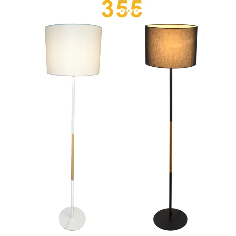 Hai phiên bản màu trắng và đen của Đèn Đứng DD3084 thân sắt phối gỗ
