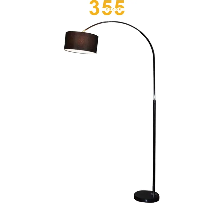 Đèn Đứng DD09 thiết kế thân vòng cung sơn đen, chao vải đen nâu trầm