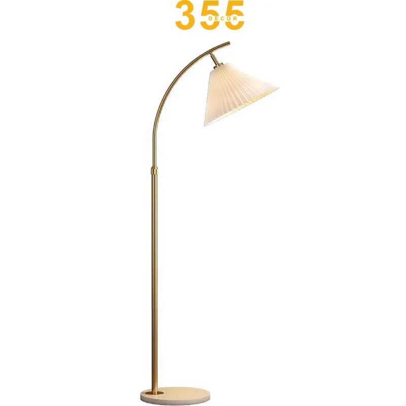 Đèn Đứng DD17 Chao Xếp Ly trắng nghệ thuật, thân hợp kim mạ vàng cao cấp