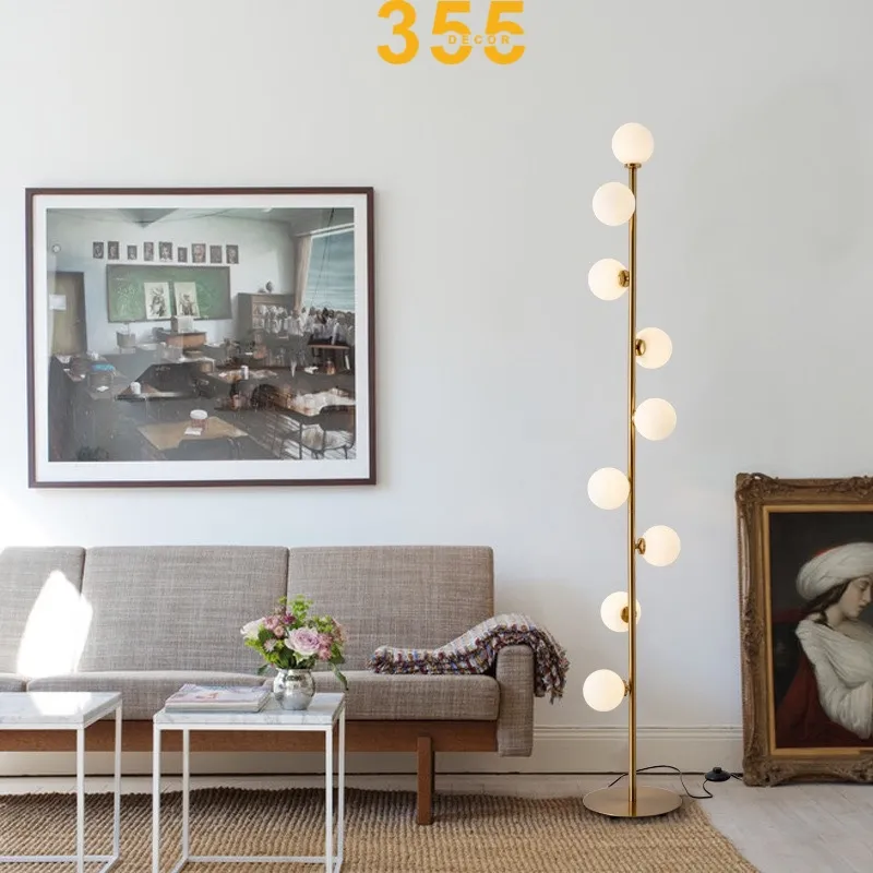 Đèn Đứng DD33T12 1 Đèn Đứng DD33T12 thiết kế "cây ánh sáng" độc đáo, thân mạ vàng, chao thủy tinh tròn