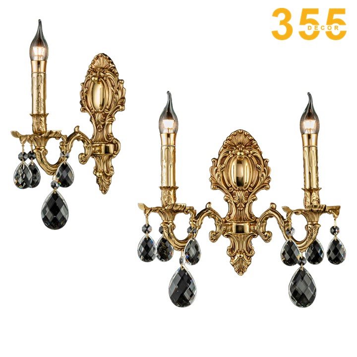 đèn vách đồng nguyên chất phối hợp pha lê k9 sang trọng vdc0527 chính hãng 355decor