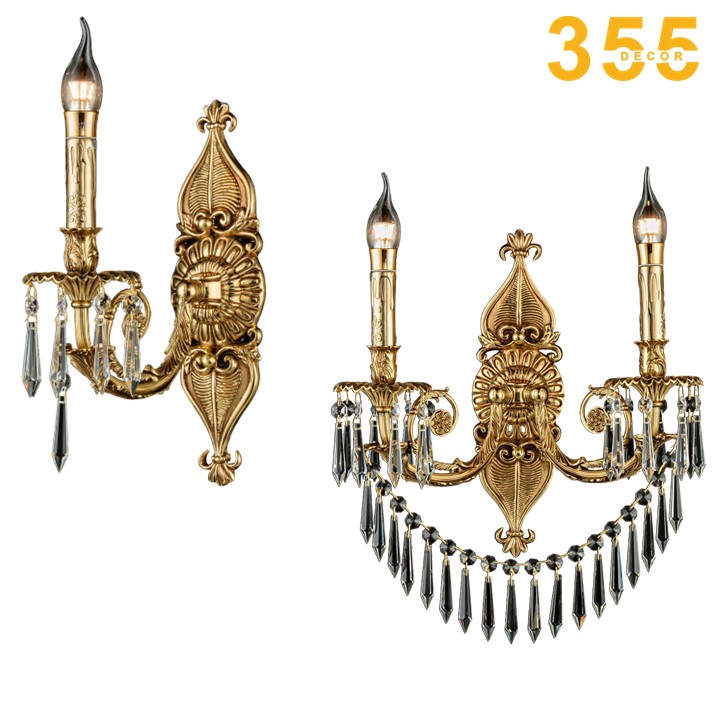 đèn tường đồng cổ điển nguyên chất pha lê k9 cao cấp vdc2202