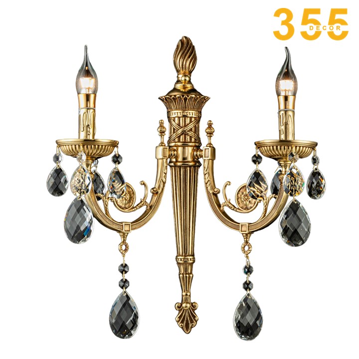 đèn tường đồng cổ điển cao cấp pha lê khói k9 vdc5088t2