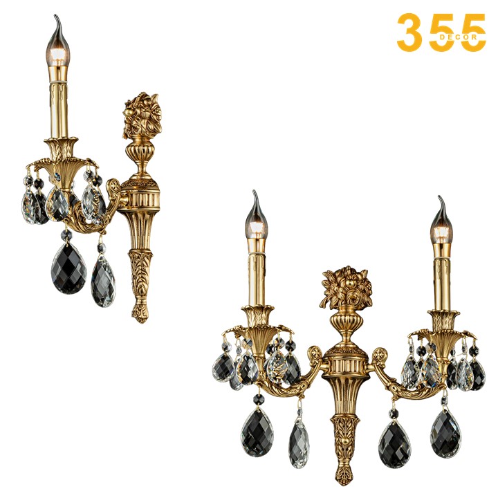 đèn tường đồng cổ điển pha lê k9 cao cấp vdc2301 chính hãng 355decor