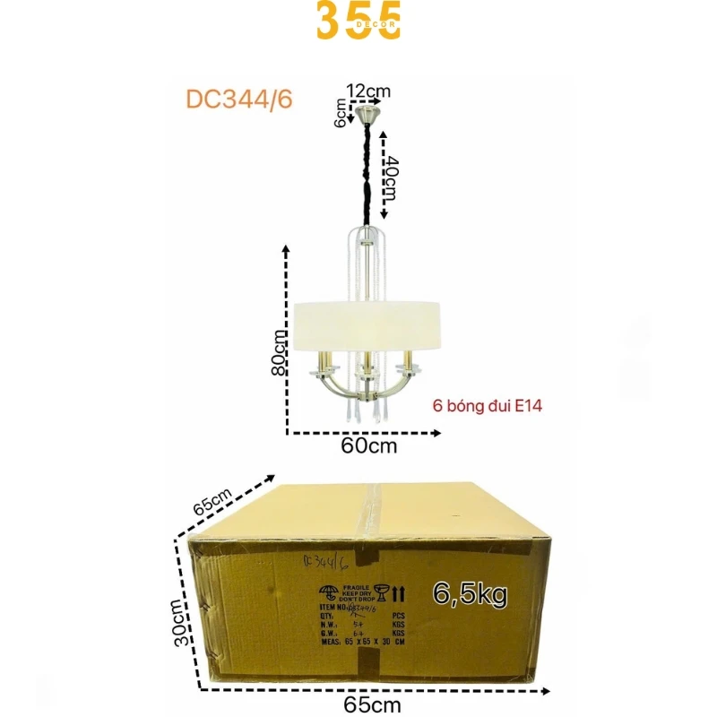 Đèn chùm cao cấp DC344 - mang vẻ đẹp thanh lịch đến không gian sống 355decor