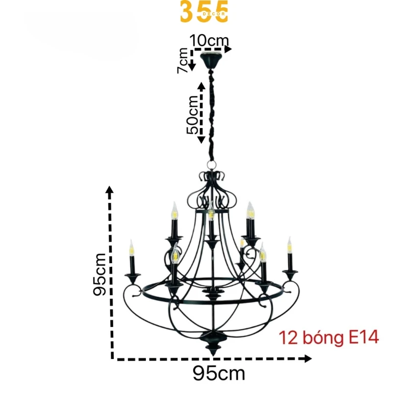 Đèn chùm trang trí đẹp DC30 - thiết kế cổ điển mang phong cách Châu Âu 355Decor