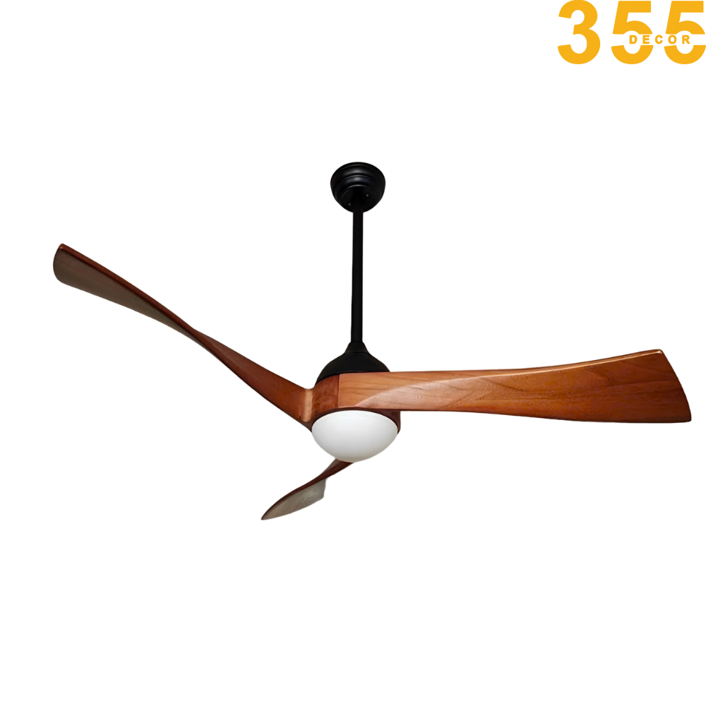 quạt trần đèn cánh gỗ cao cấp phòng khách qt52 chính hãng 355decor