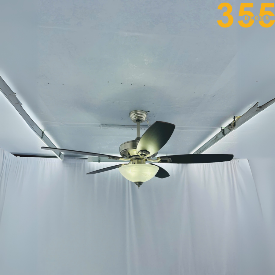 Quạt Trần Đèn QT57 2 quạt trần đèn cánh gỗ có đèn trang trí phòng khách cao cấp qt57 chính hãng 355decor