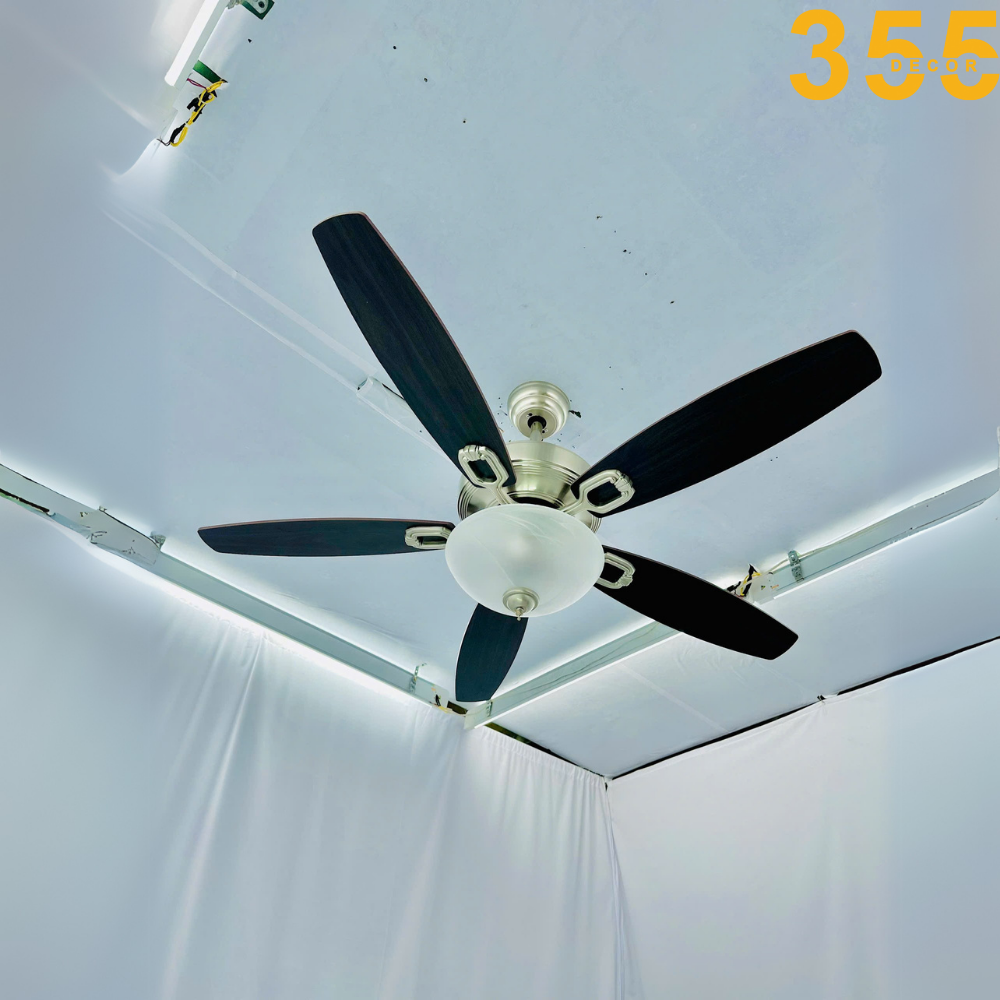 quat-tran-qt57-355-decor-3 quạt trần có đèn trang trí cánh gỗ qt57 chính hãng 355decor