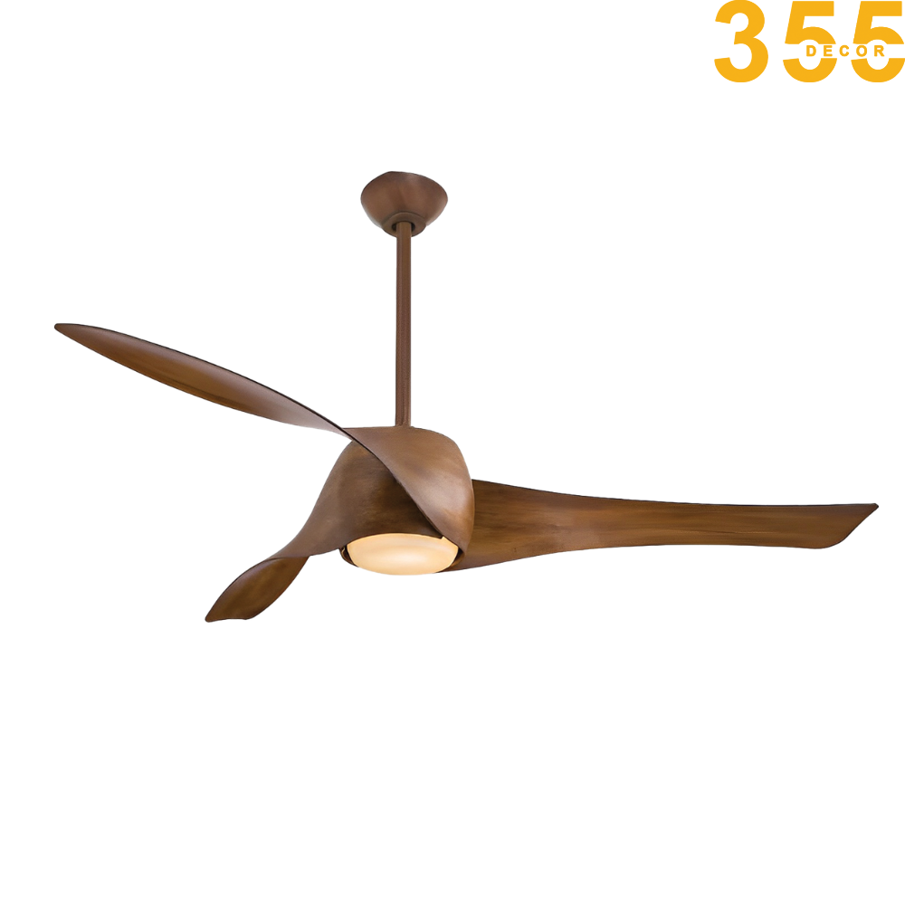 quạt trần đèn trang trí cánh gỗ cao cấp qt61 chính hãng 355decor
