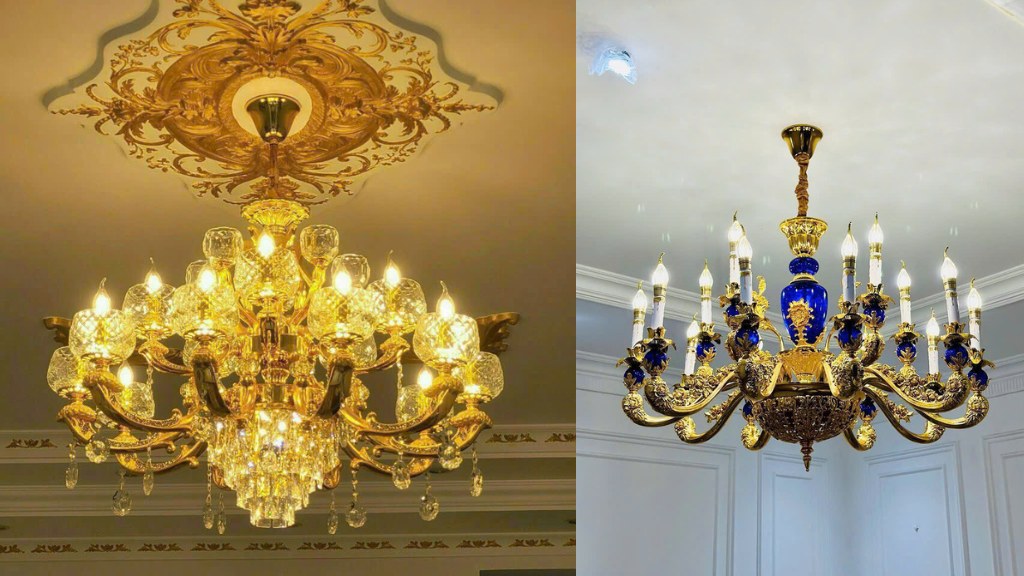 Image of Den trang tri phong khach phong cach co dien 355decor (3)