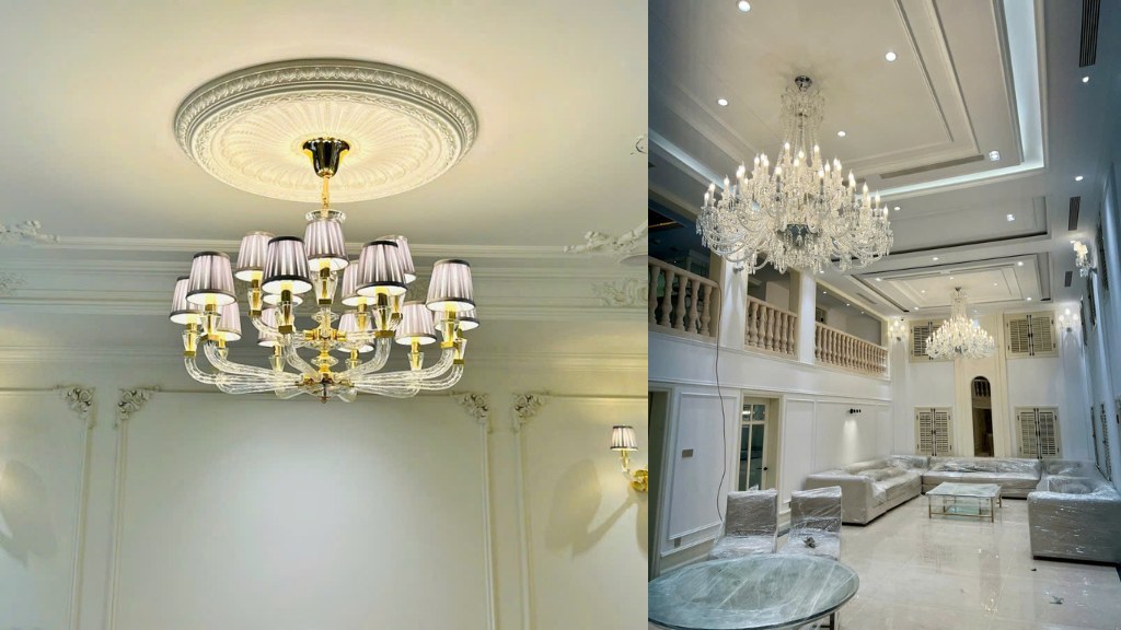 Image of Den trang tri phong khach phong cach tan co dien 355decor (4)