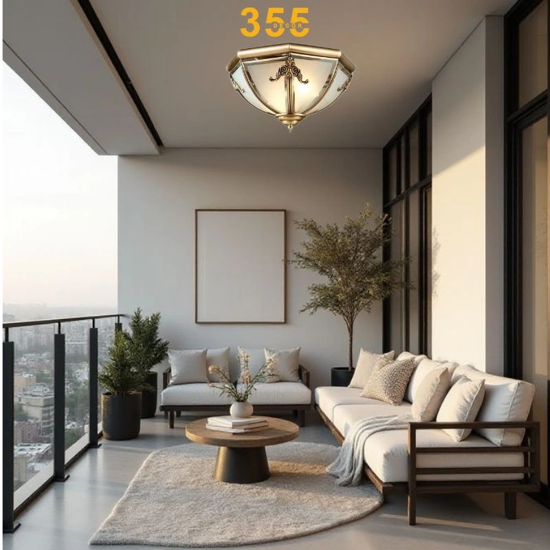 Đèn Ốp Trần Đồng OD05 1 Đèn Trần Đồng Phòng Thờ OD05 - 355Decor