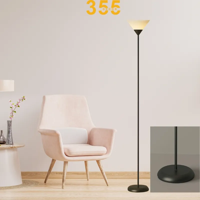 Đèn Đứng DD90 2 Ảnh cận cảnh chao đèn nhựa lật ngược hình phễu và đế đèn