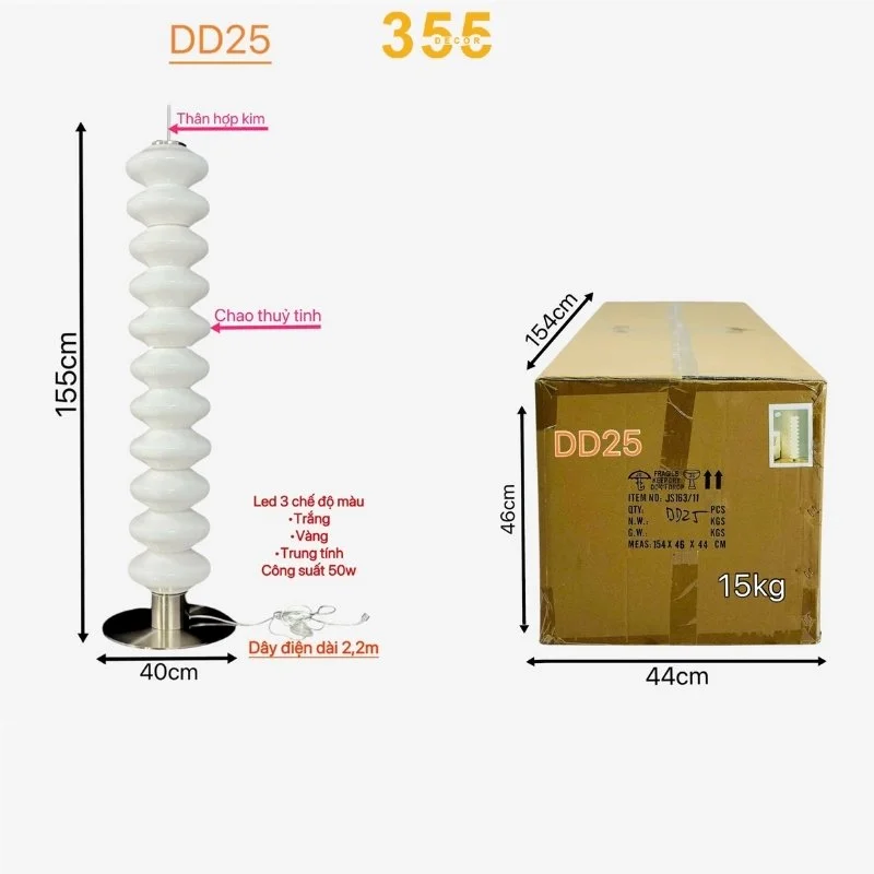 thông số kỹ thuật đèn đứng DD25