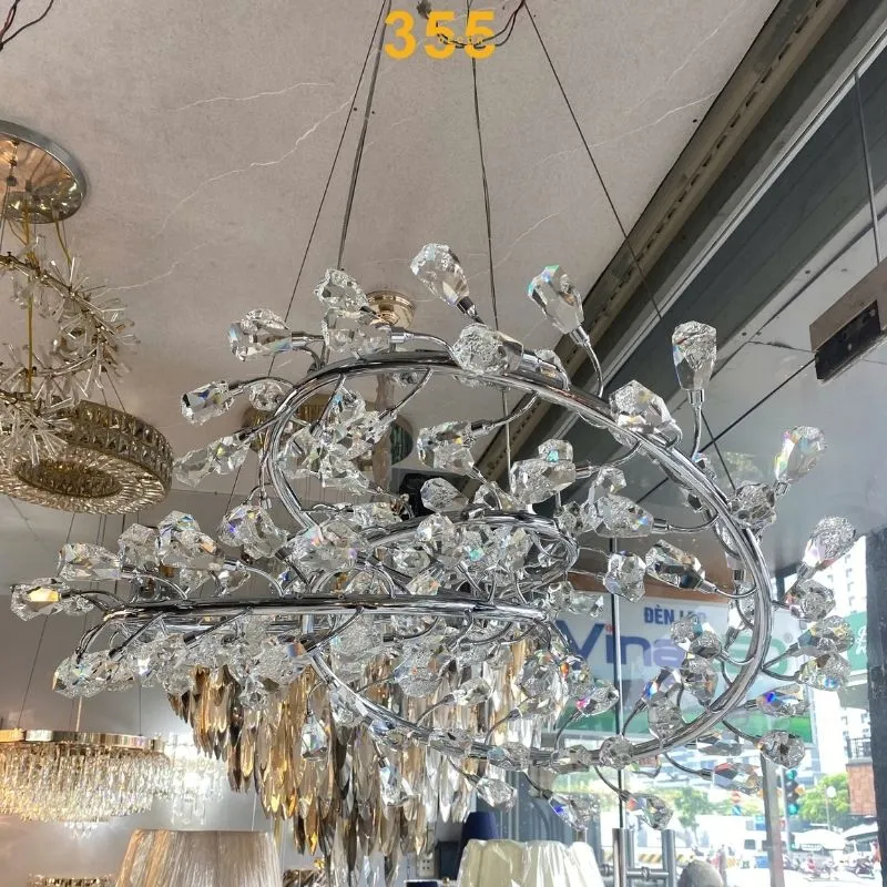 Đèn Thả Pha Lê TPL1672 2 thả pha lê tpl1672- thiết kế xoăn đôi pha lê sang trọng 355decor