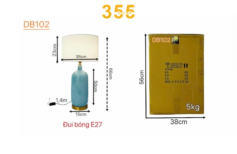 Đèn bàn DB102 - kích thước phù hợp mọi không gian sống