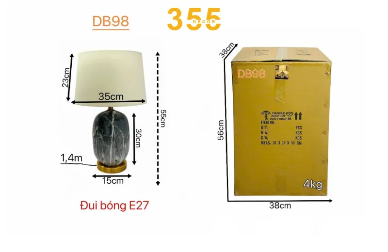 Đèn bàn DB98-kich thước phù hợp mọi không gian nội thất