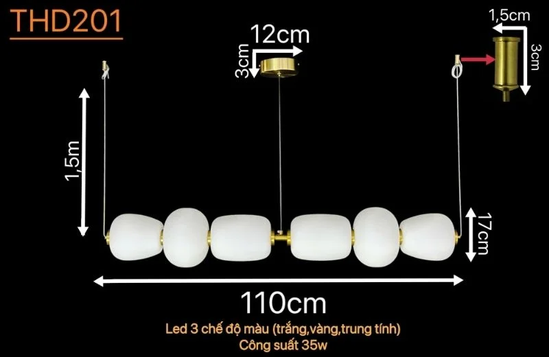Đèn Thả Hiện Đại THD201 1 Thông số đèn thả hiện đại THD201